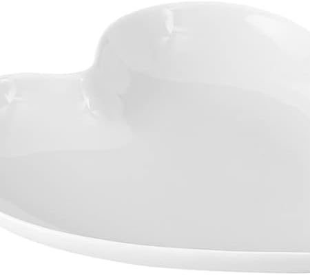 9 Inches Single Color Series Heart Shape Ceramic Dinner Plates(1 Piece)-White