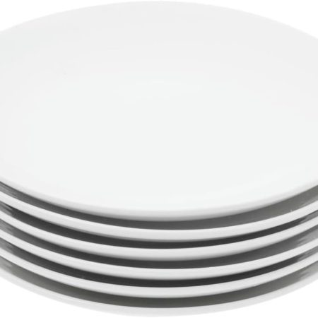 Ceramic Appetizer Plates Set of 6, White Dessert Plates 8 Inch, Small Dinner Plates, Modern Round Salad Plates,  Serving Dishes for Snack, Bread, Fruit, Microwave & Dishwasher Safe