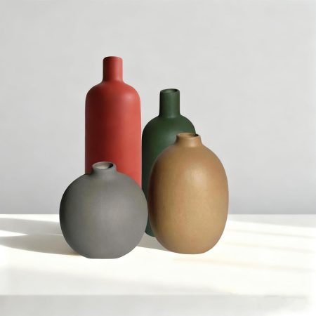 Modern Ceramic Vase Set ?C 4 Piece Rustic Decorative Vases for Boho Living Room Centerpieces, Entryway Decorations, Coffee Table, Bookshelf, Fireplace Mantel