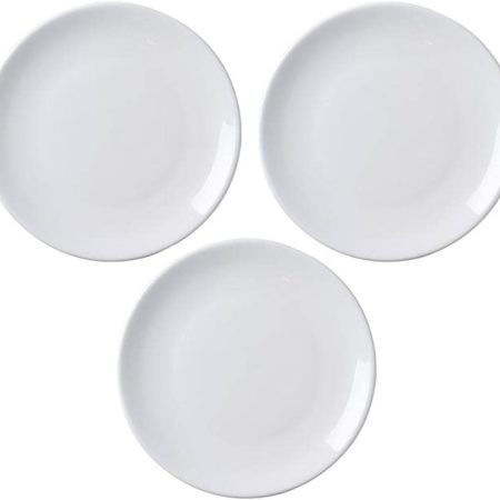 Appetizer Plates Set of 3, 5 Inch White Dessert Salad Plates, Small Dinner Plates for Sides Snack Sauce, Kitchen Ceramic Serving Dishes