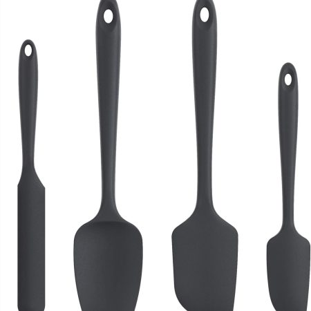Silicone Spatula Set with 600 Degrees Fahrenheit Heat Resistant (Black)