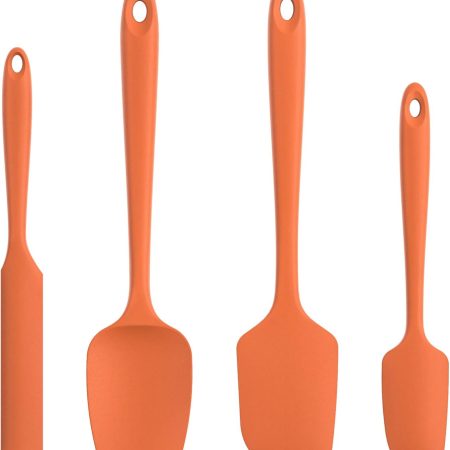Silicone Spatula Set with 600 Degrees Fahrenheit Heat Resistant (Orange)