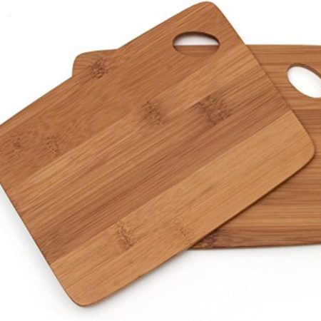 Bamboo Wood Thin Kitchen Cutting Boards with Oval Hole in Corner, Set of 2 Boards, 6" x 8" x 0.25"