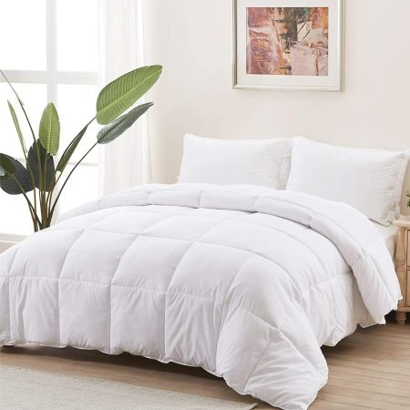 Duvet Insert Queen Comforter - Fluffy Down  Fill Hotel Collection Comforter for Queen Bed,Lightweight Soft All Season Duvet Insert with Corner Tabs - Machine Washable,White,90x90