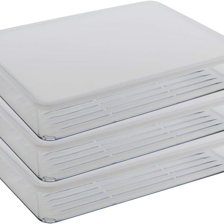 Flat Plastic Box for Kitchen for Kitchen&Refrigerator Organization, Transparent Food Storage Container for Kitchen, Fridge, Freezer (5 x 600ml)