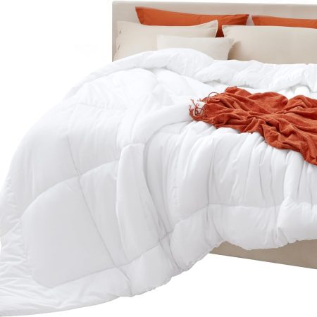 Comforters Queen Size - Duvet Insert Contrast  Down  Quilted All Season Duvet with 8 Tabs, Machine Washable, Gifts for Women, White, Queen 88 x 88 Inches