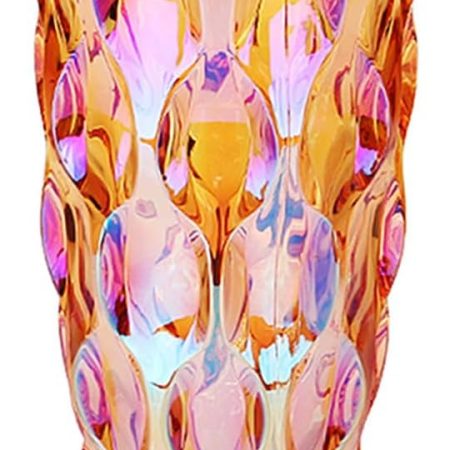 Flower Glass Vase Thick 3.5lb 9.5inch Sparkle vase Bohemian Style, for Centerpieces,Kitchen,Office, Living Room,Wedding,Perfect Home Decor Glass Vase (Sparkle Amber)