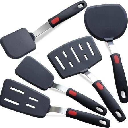 Silicone Spatula Turner, 5-Pack Spatulas Silicone Set for Nonstick Cookware, 600??F Heat Resistant Kitchen Cooking Utensils Set for Egg, Pancake Dishwasher Safe