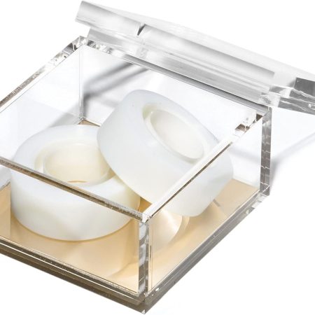 Acrylic Desk Organizer w/Gold Base ?C Functional & Elegant Odds & Ends Box for Display or Storage ?C Perfect for Home or Office, Kitchen, Bathroom Vanity, Curio Display - Medium