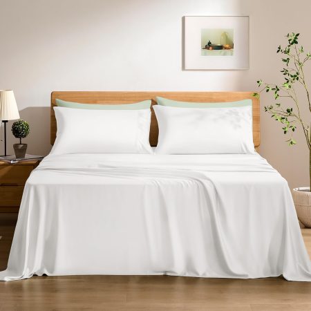 Luxury Sheet Set - 100% Viscose from Bamboo, 4-Piece Bedding Set (King Size) - 18?? Extra Deep Pockets,  Certified, Silky Soft, Cooling and Breathable Classic White