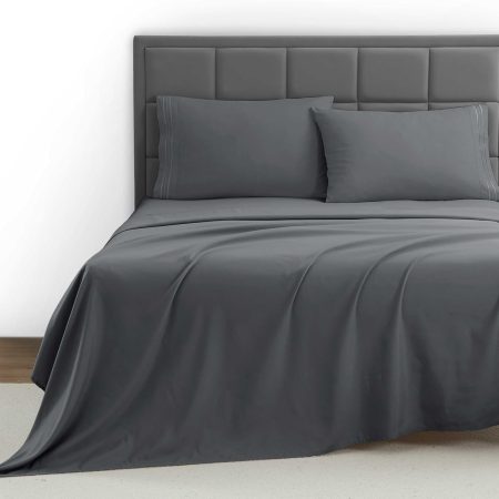 Bed Sheets,  1800 Series 4 Piece Bed Sheet Set, Deep Pocket, Wrinkle, Fade, Stain Resistant, Luxury Soft Bedding Sheets & Pillowcases, King, Charcoal Gray