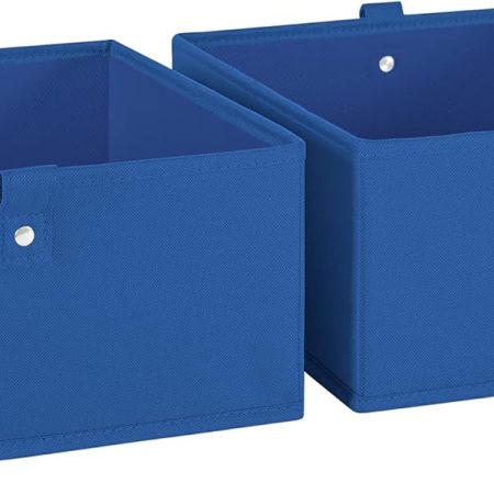 Kids 2pc Folding Storage Bins Set - 10.5?? Bin Organizers with Handles - Blue Closet Organizer and Storage for Toys, Games, Shoes - Foldable Cube Storage Organizer Bins for Playroom, Nursery