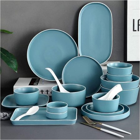 Dinner Set for Family Party Hotel Restaurant Nordic Style Dinnerware Set Chinese Tableware Set Creative Ceramic Dishes Set European Style China Dinner Set Service for 6
