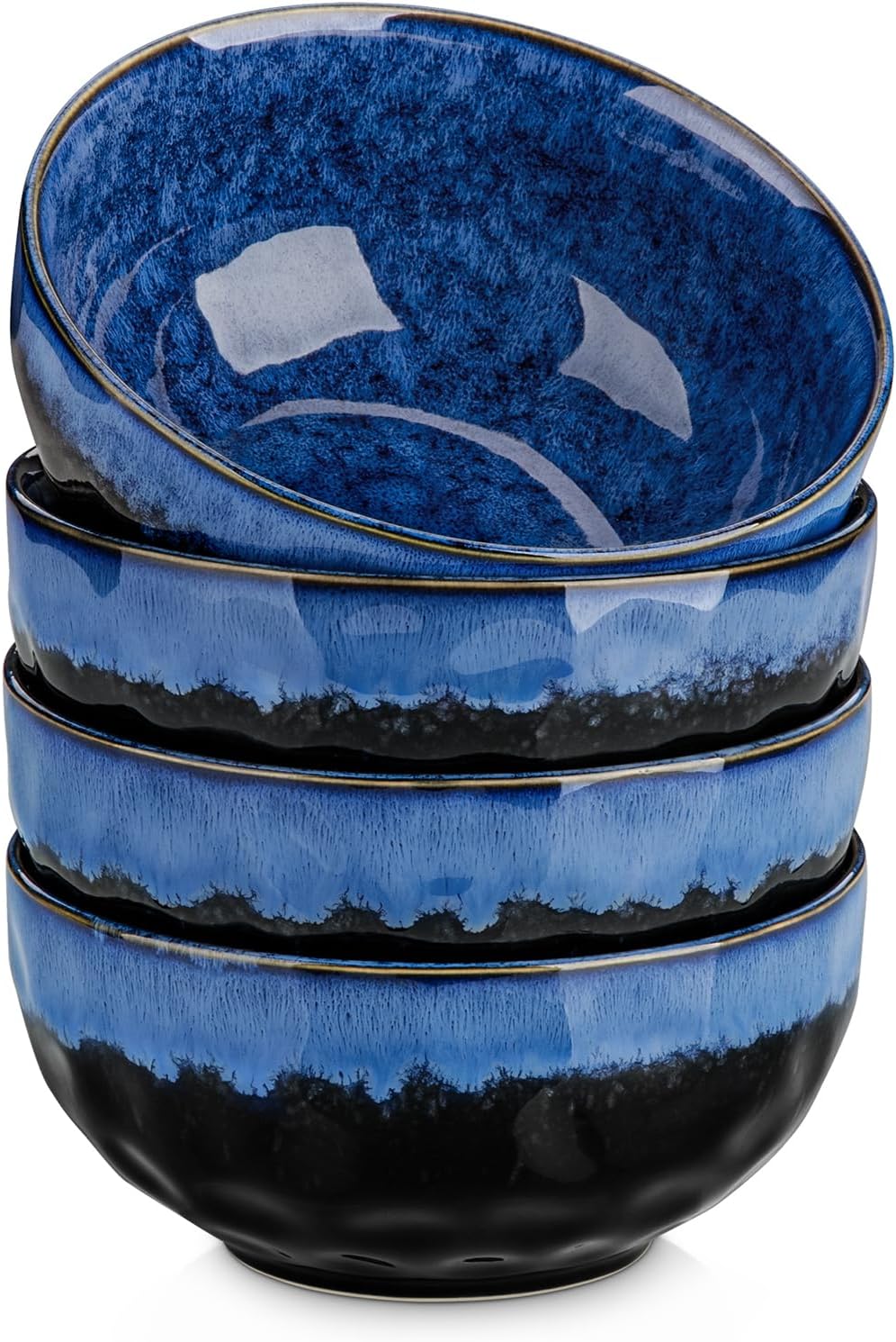 24oz Bowls for Soup, Ceramic Soup Bowls Set of 4, Blue Cereal Bowls Set for Kitchen, Salad Bowls Set, Pasta Oatmeal Bowls, Lead-free, Dishwasher & Microwave Oven Safe, Blue