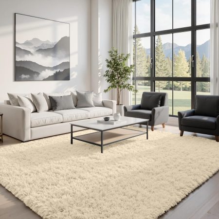 8x10 Area Rugs for Living Room Rug: Soft Fluffy Shag Beige Rugs for Bedroom, Non-Slip Large Fuzzy Plush Rug Indoor Floor Carpet for Nursery Kids Boys Girls Room, Dorms, Playroom, Modern Home Decor