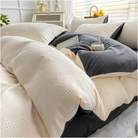 4-Piece Bedding Set Feather Duvet Cover Set Sheet Set Washed Cotton no Filler,Bed Sheets