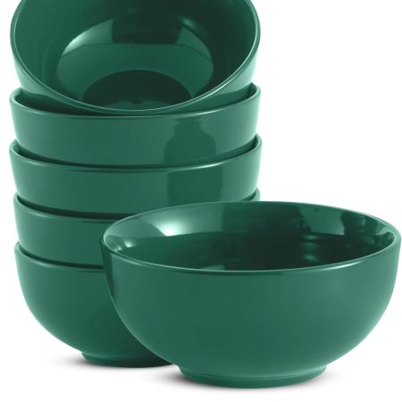 Soup Bowls, Cereal Bowl, Ceramic, Bowls for Kitchen, Microwave, Dishwasher and Freezer Safe,  Dishes for Pasta, Salad, Oatmeal, Deep Interior, 20 oz, Set of 6, (Hunter Green)