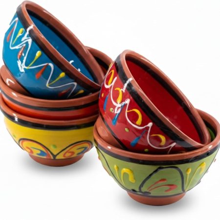 Bowls - Spanish Terracotta Multicolor Decor - Small Serving Bowl (European Size), Festive Dinnerware 5 Piece Set - Dishwasher & Microwave Safe
