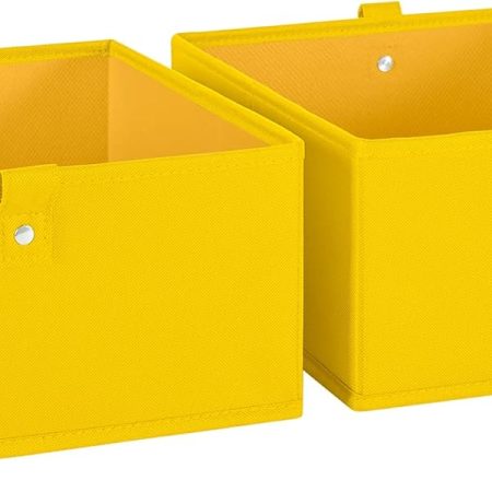 Kids 2pc Folding Storage Bins Set - 10.5?? Bin Organizer with Handles - Yellow Closet Organizers & Storage for Toys, Games, Shoes - Foldable Cube Storage Organizer Bins for Playroom, Nursery