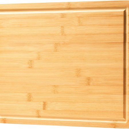 Bamboo Wood Cutting Boards for Kitchen, 1" Thick Charcuterie Boards, Butcher Block with Juice Grooves & Handles