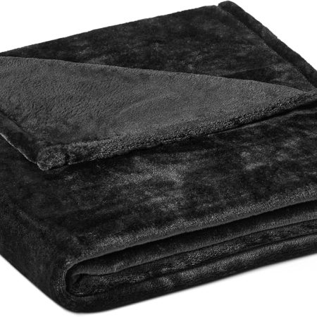 Soft Fleece Throw Blanket, Lightweight Cozy Blanket for Couch & Sofa, 50 x 60 Inches, Black