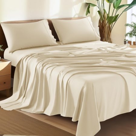100% Cotton Queen Size Sheets Set - 1500 Thread Count??Luxury Egyptian Cotton Bed Sheets??5-Star Hotel Quality Sheets, Breathable & Cooling, 16 Inch Deep Pocket - 4 Piece (Beige)