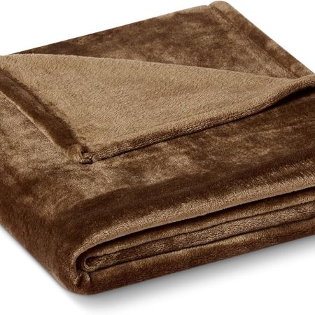 Soft Fleece Throw Blanket, Lightweight Cozy Blanket for Couch & Sofa, 50 x 60 Inches, Brown