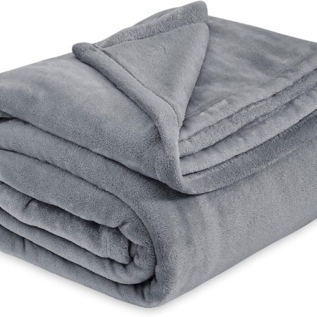 Fleece Bed Blankets Queen Size Grey - Soft Lightweight Plush Fuzzy Cozy Luxury Fall Blanket Microfiber, Room Home Decor Gifts for Women and Men, 90x90 inches