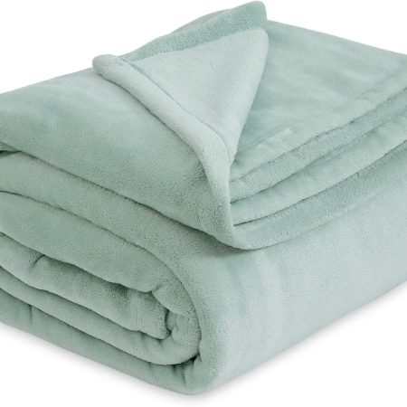Sage Green Fleece Blanket King Size  Soft Lightweight Plush Cozy Blankets for Bed, Sofa, Couch, Travel, Camping