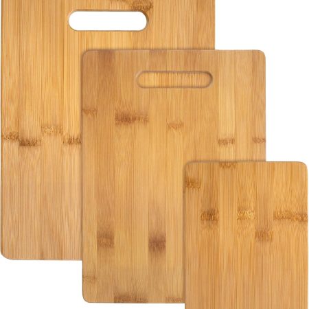 3-Piece Bamboo Cutting Board Set ?C Reversible Kitchen Boards for Chopping, Cheese & Serving | Durable, Eco-Friendly Wood Cutting Boards