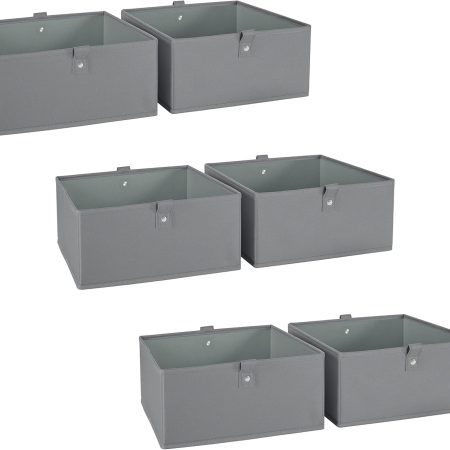 Kids 6pc Folding Storage Bins Set - 10.5??W x 5??H Fabric Boxes with Handles for Closet Organizers & Storage - Gray Cube Storage Organizer for Toys, Clothes & Crafts