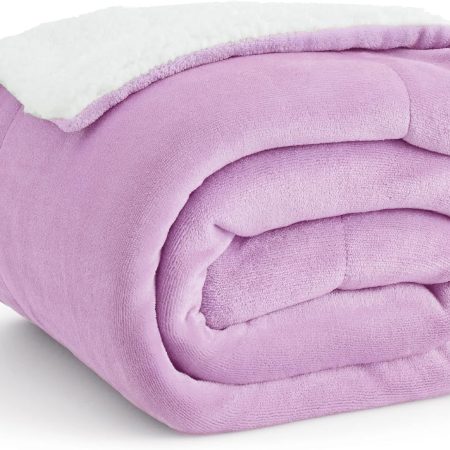 Fleece Throw Blanket for Couch - Thick and Warm, Soft Fuzzy Plush Throw Blanket for Winter, Lilac, 50x60 Inches