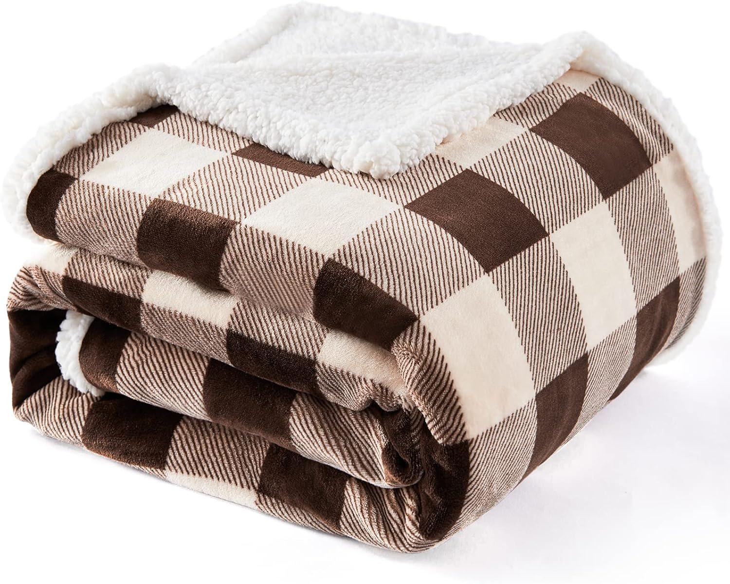 Buffalo Plaid Christmas Twin Blanket 60" X 70", Fuzzy Fluffy Soft Cozy Throw Blanket, Fleece Flannel Plush Microfiber Blanket for Couch Bed Sofa(Brown)