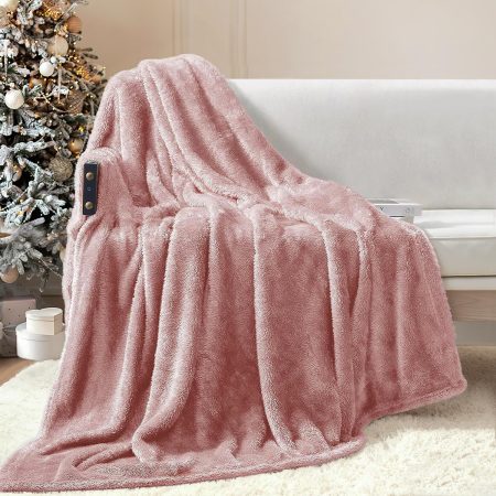 Plush Fuzzy Fleece Throw Blanket Extra Large, Super Soft, Fluffy and Warm Blankets for Couch, Bed, All Season Use (50x70 Inches, Pink)