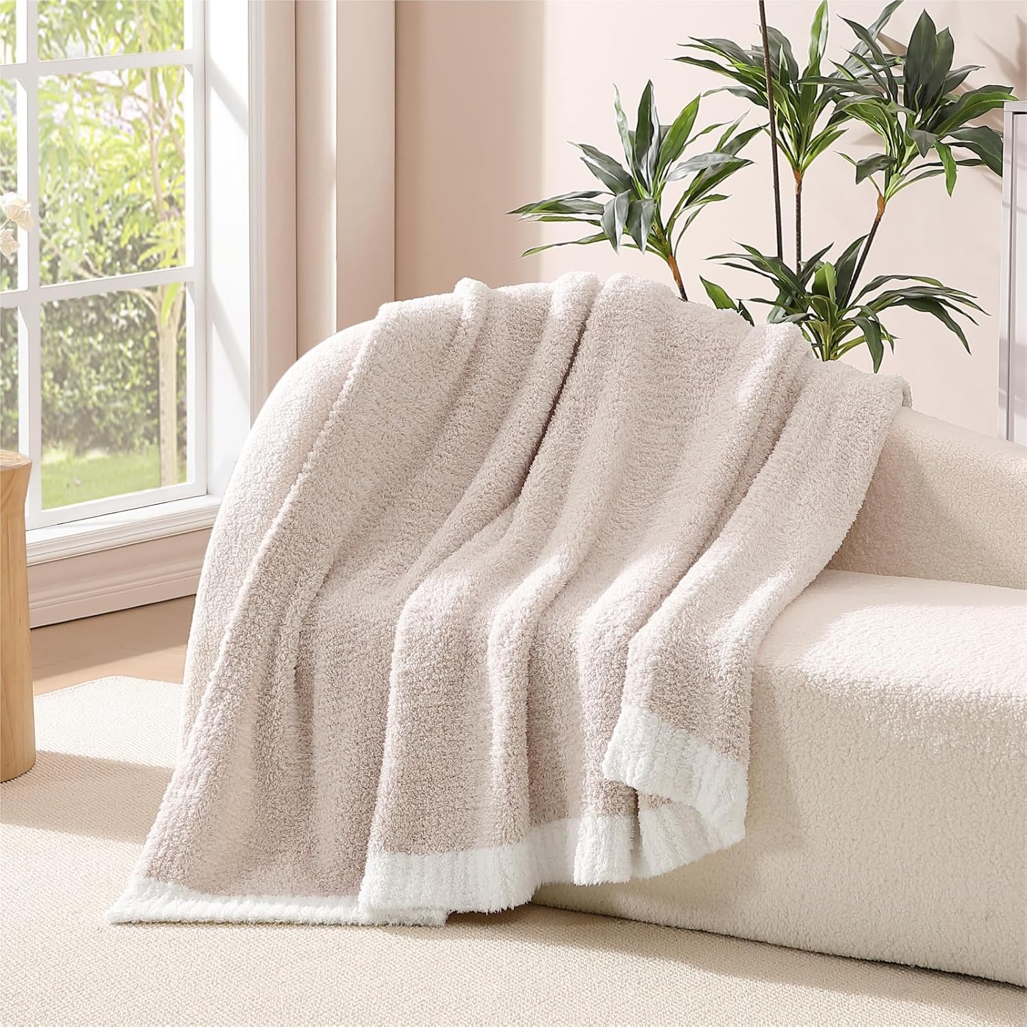 Throw Blanket Cationic Dyeing Taupe Soft Cozy Fluffy Warm Hand Made Throw Blankets for Couch, Sofa, Chair, Bed, Camping, Picnic, Travel Lightweight Bed Blanket - 50"*60"