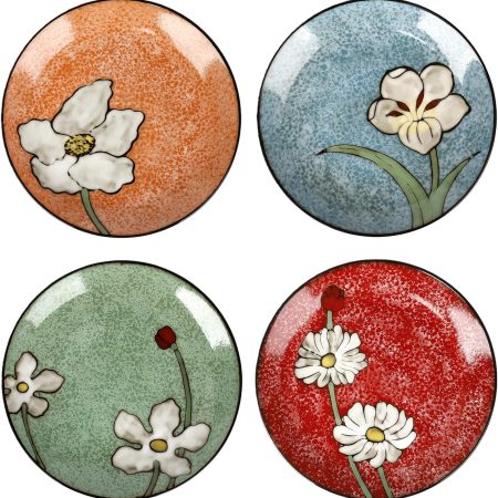 Ceramic Dinner Plates Set of 4, 11 Inch Underglaze Painting Large  Plates, Salad Plates-Microwave, Oven and Dishwasher Safe, Scratch Resistant