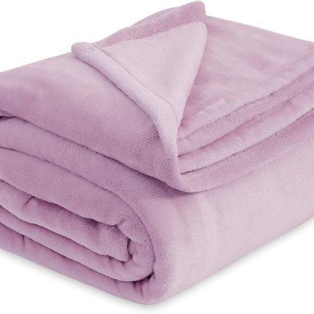 Fleece Blankets King Size Lilac Lavender - Bed Blanket Soft Lightweight Plush Cozy Fuzzy Luxury Microfiber, 108x90 inches