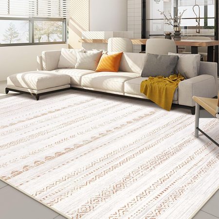 Area Rug Living Room Rugs: 5x7 Washable Boho Large Neutral Farmhouse Soft Moroccan Stain Resistant Indoor Carpet for Bedroom Nursery Kids Playroom Office Dining Room Home House Decor- Brown