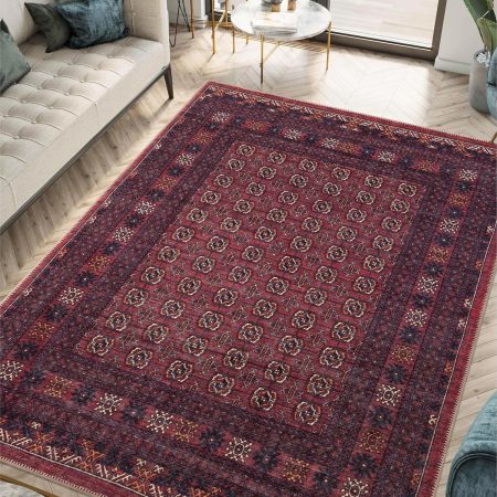 5x7 Rug - Machine Washable Area Rug with Non-Slip Backing, Ideal for Living Room, Dining Room, Bedroom - Vintage, Easy Clean, Durable, Low Pile Rug - (5' x 7')