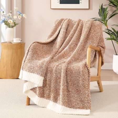 Throw Blanket Cationic Dyeing Burnt Orange Soft Cozy Fluffy Warm Hand Made Throw Blankets for Couch, Sofa, Chair, Bed, Camping, Picnic, Travel Lightweight Bed Blanket - 50"*60"